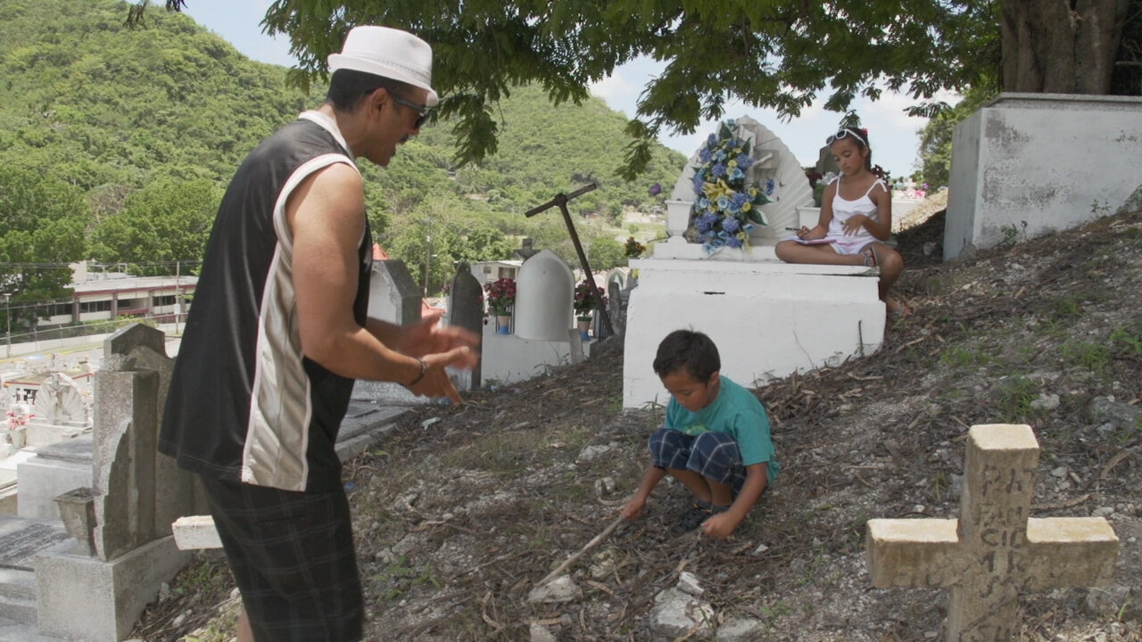 John Santos, his son, and daughter, in 'Santos - Skin to Skin'