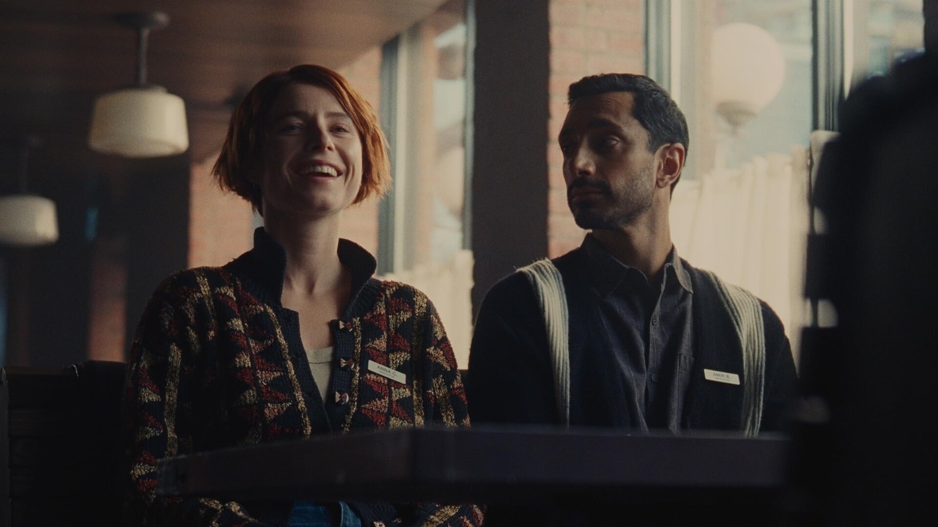 Jessie Buckley and Riz Ahmed in 'Fingernails,' a film by . Photo courtesy of Apple TV+