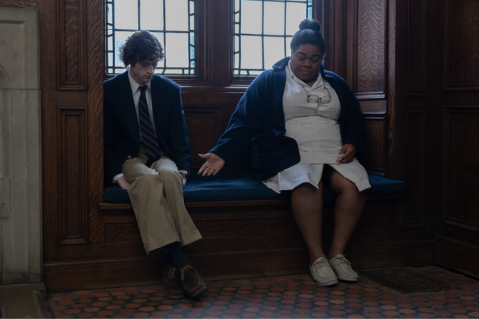 Dominic Sessa stars as Angus Tully and Da'Vine Joy Randolph as Mary Lamb in director Alexander Payne’s THE HOLDOVERS, a Focus Features release. Credit: Courtesy of FOCUS FEATURES / © 2023 FOCUS FEATURES LLC