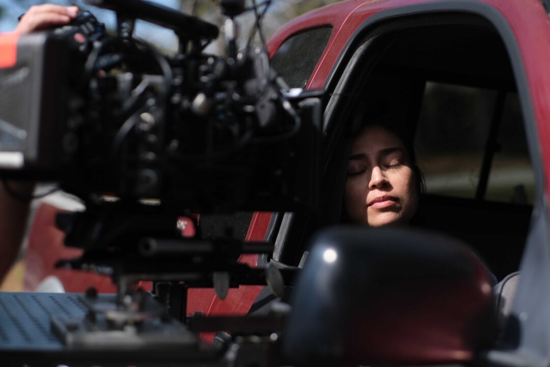 "I’m not entirely sure how I or anyone else achieves anything creatively. It’s a strange sort of intuitive magical exercise." Pictured: Evelyn Llorena behind the scenes of 'Gabriela.' Photo credit: Nouvelle Entertainment