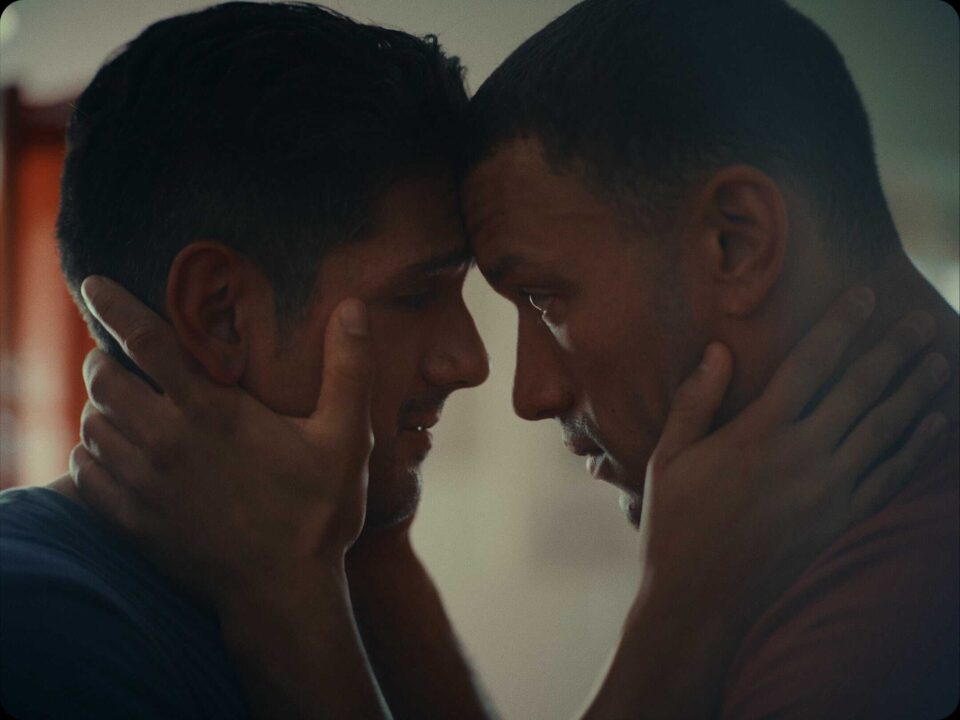 "Their love story is one of resilience, about the importance of finding belonging in the people we share our lives with, even when the world tries to pull us apart." Pictured: Jake I. Garcia as Diego and Kadan Well Bennett as Marcus in 'Alpha 27,' a short film by Nick Azzaro. Photo courtesy of Nick Azzaro